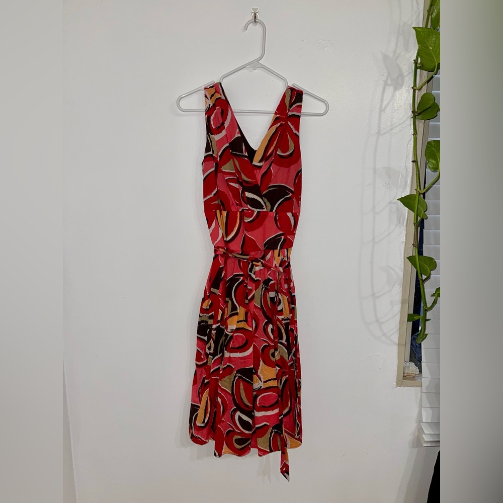 Stylish Red Patterned Women's Dress
